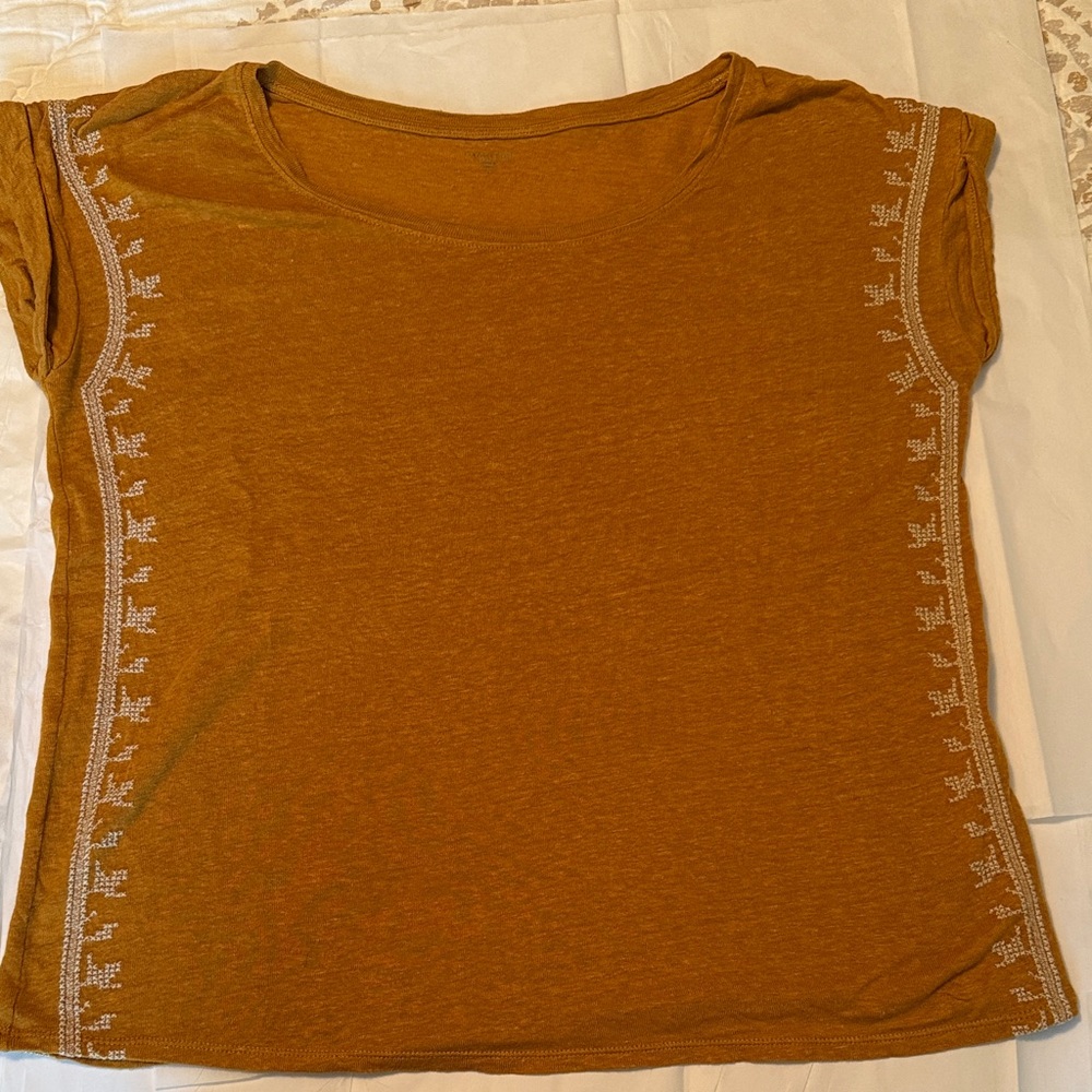 Garnet Hill Organic Linen Embroidered Top size Small